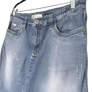 Vintage Y2K Baby Phat Distressed Denim Skirt -XL